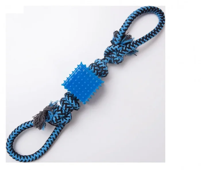 Snugarooz Baby Tug N’ Cube Cotton Rope and TPR Dog Toy – 17 Inch