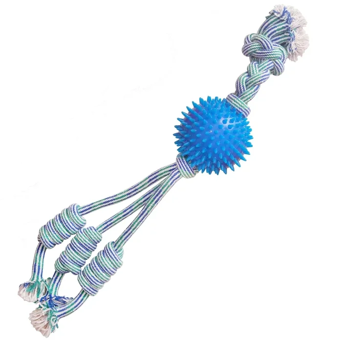 Snugarooz Feel N’ Spikey Rope and Ball Tug Dog Toy – 23″ Inches