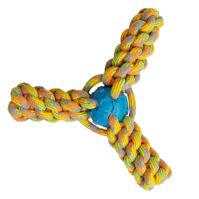 Snugarooz Fling N’ Fun Rope and Ball Fetch Dog Toy – 7″ Inches