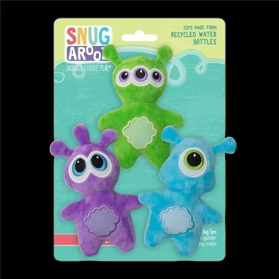 Snugarooz ooOOOooo Aliens Squeak and Crinkle Plush Dog Toys – 3 Count