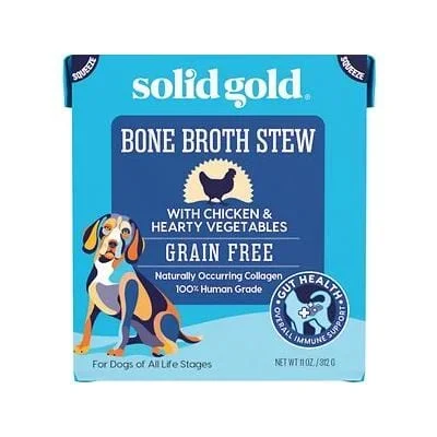 Solid Gold Grain-Free Bone Broth Chicken Stew with Hearty Vegetables Dog Food Topper – 11 Oz – Case of 6