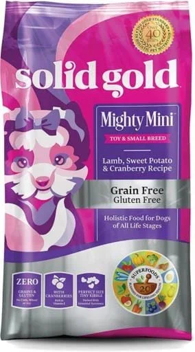 Solid Gold Mighty Mini Grain-Free Lamb Sweet Potato and Carrot Toy and Small-Breed Dry Dog Food – 4 Lbs