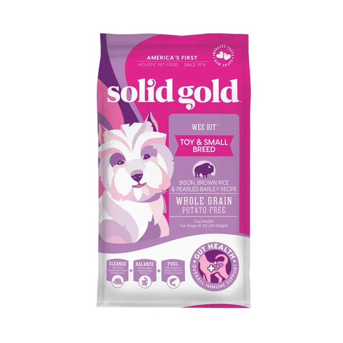 Solid Gold NutrientBoost Wee Bit Gut Health Bison and Brown Rice Toy-and-Small-Breed Dry Dog Food – 11 Lbs
