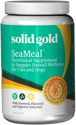 Solid Gold SeaMeal Skin and Coat and Digestive Health Seaweed Powder Supplements for Dogs and Cats – 1 Lb