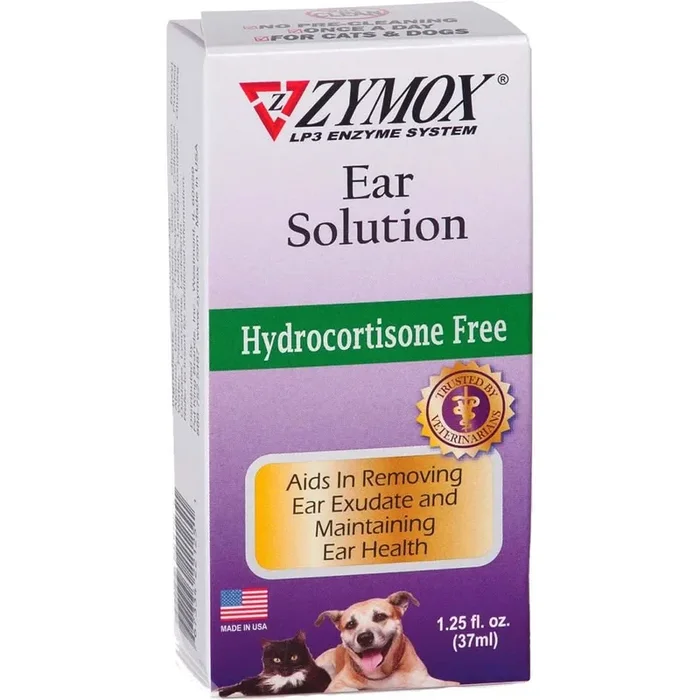 Solución para oídos Zymox sin hidrocortisona para perros y gatos