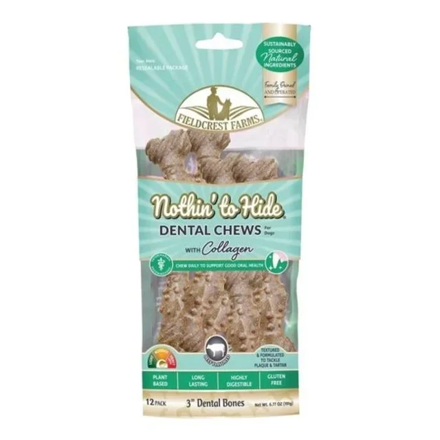 SPOT Nothin’ To Hide Bone Shaped Beef Parsley and Cinnamon Collagen Dental Dog Chews – 3 Inch – 12 Pack