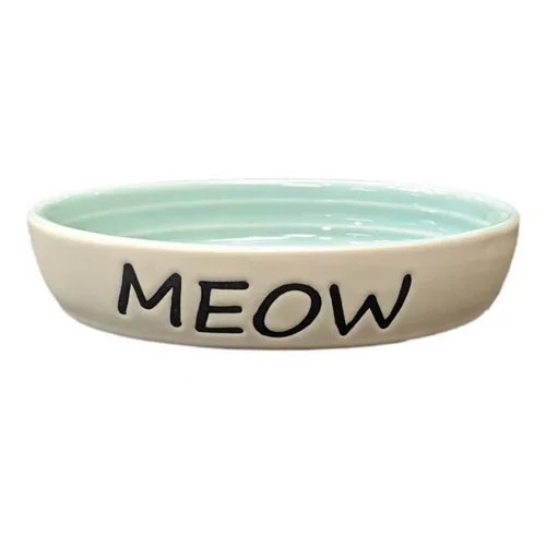 Spot Oval Green Meow Dish 6″ 1 count by Spot