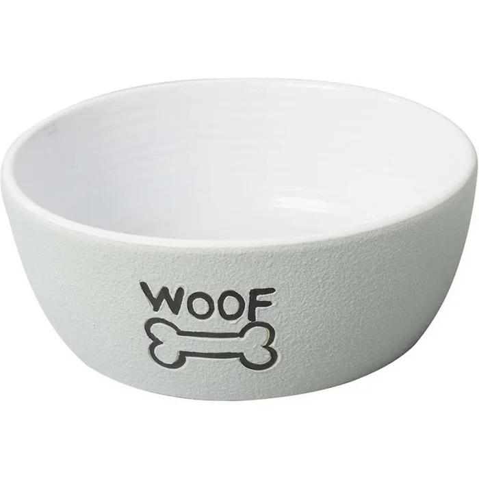 Spot, Spot Nantucket Woof Dog Bowl, Grey, 7 Inches
