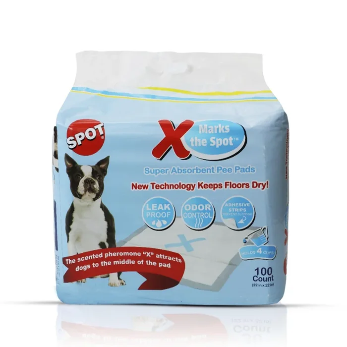 SPOT X Marks The Spot Anki-Skid Dog Training Pads – L:22 X W:22″ Inches – 30 Pack