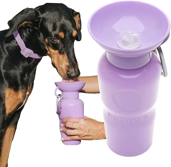 Springer by Springland Dog Water Bottle | Portable Travel Water Bottle Dispenser for Dogs | Dog Gift Seen on Oprah’s Favorite Things, Shark Tank | Leak-Proof Bottles | BPA-Free 22oz Lilac
