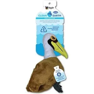 Spunky Pup Clean Earth Collection Pelican Squeak and Plush Dog Toy – Small