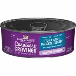 Stella & Chewy’s Carnivore Cravings Shredded Tuna Mackerel Canned Cat Food – 2.8 Oz – Case of 24