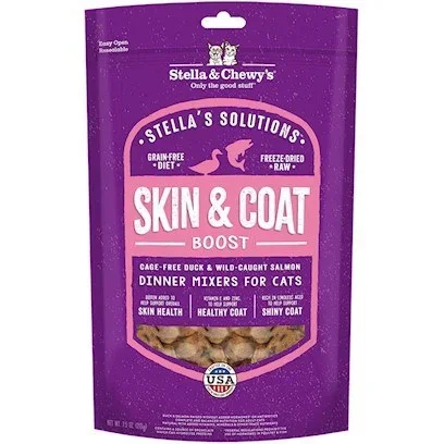 Stella & Chewy’s Cat Solutions Skin and Coat Duck Freeze-Dried Cat Food – 7.5 Oz