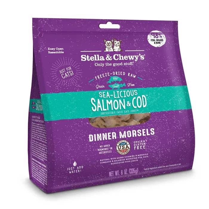 Stella & Chewy’s Dinner Sea Salmon Cod Freeze-Dried Cat Food – 8 Oz