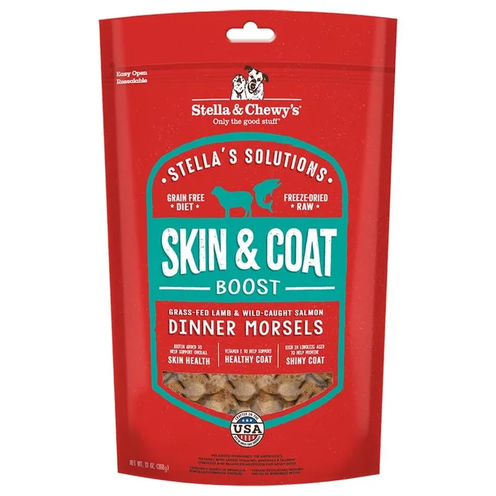 Stella & Chewy’s Solutions Skin abd Coat Support Lamb and Salmon Freeze-Dried Dog Food – 13 Oz