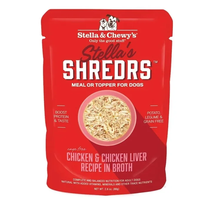 Stella & Chewy’s Stella’s Shredrs Chicken & Chicken Liver Recipe in Broth Dog Food (2.8oz)