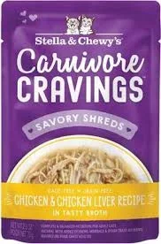 Stella & Chewys Carnivore Cravings – Savory Shreds Chicken & Chicken Liver Dinner, 2.8oz [24]