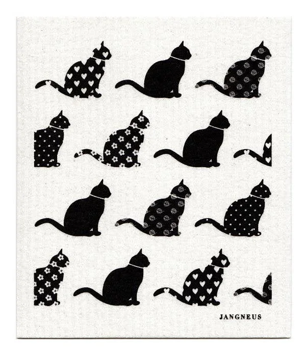Swedish Dishcloth – Cats – Black