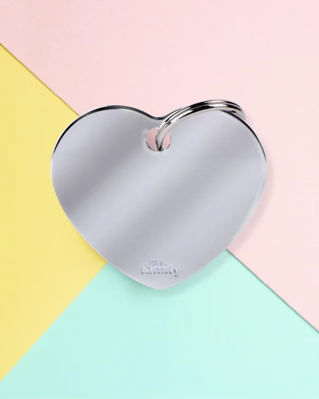 Sweet Heart in Chrome Custom Pet ID Tag