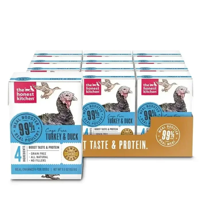 The Honest Kitchen Meal Booster: 99% Turkey & Duck Wet Dog Food Topper 12/5.5oz
