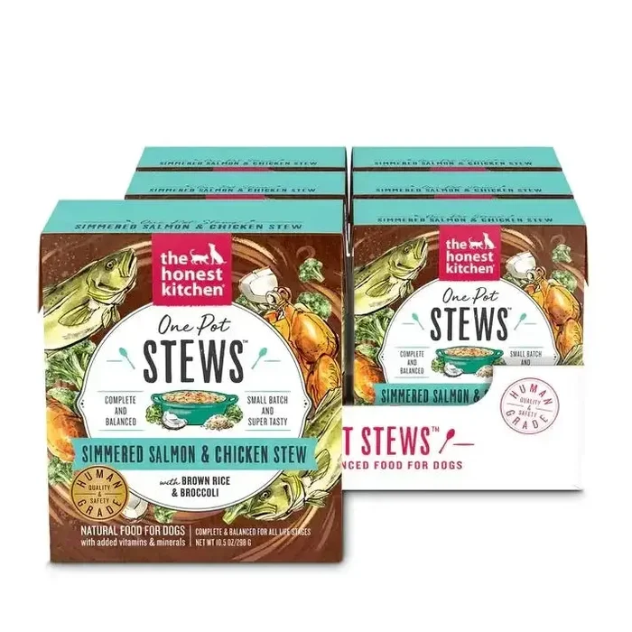 The Honest Kitchen One Pot Stews: Simmered Salmon & Chicken Stew with Brown Rice & Broccoli Wet Dog Food 6/10.5oz