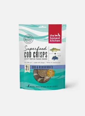 The Honest Kitchen Superfood Cod Crisp – Blueberry, Dog Treat, 3-oz Bag