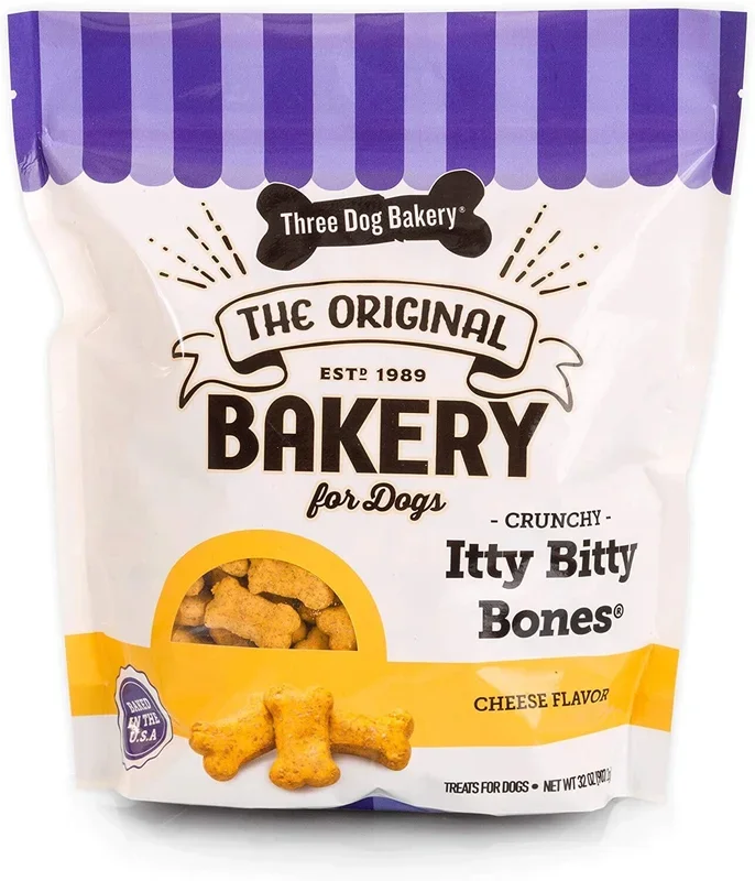 Three Dog Bakery Roll Over Rewards All Natural Tiny Dog Biscuits Treats – Cheese – 32 Oz