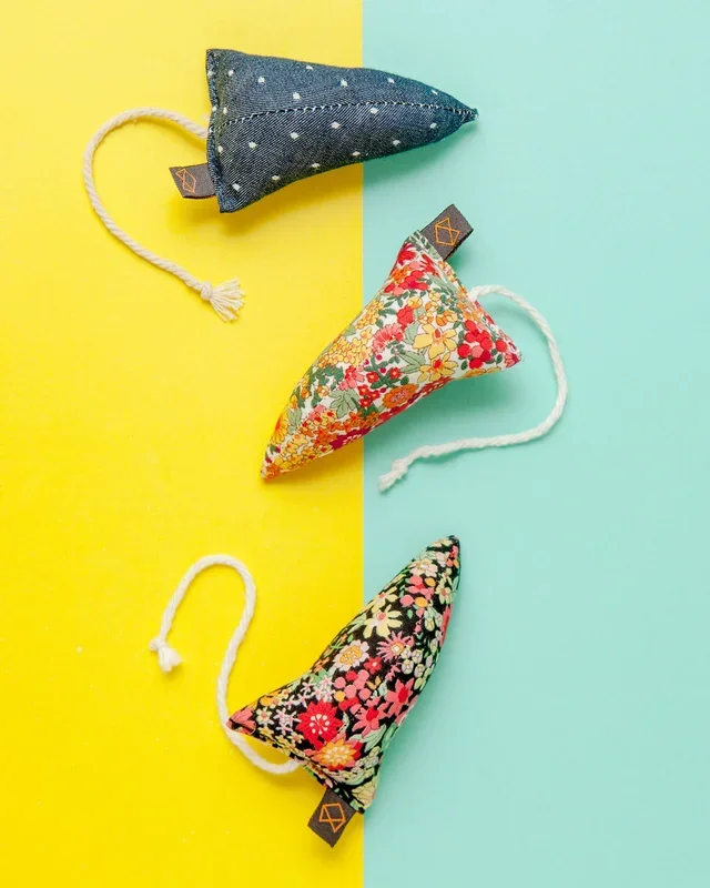 Three Modern Mice Cat Toys in Floral (Made in the USA) (FINAL SALE)