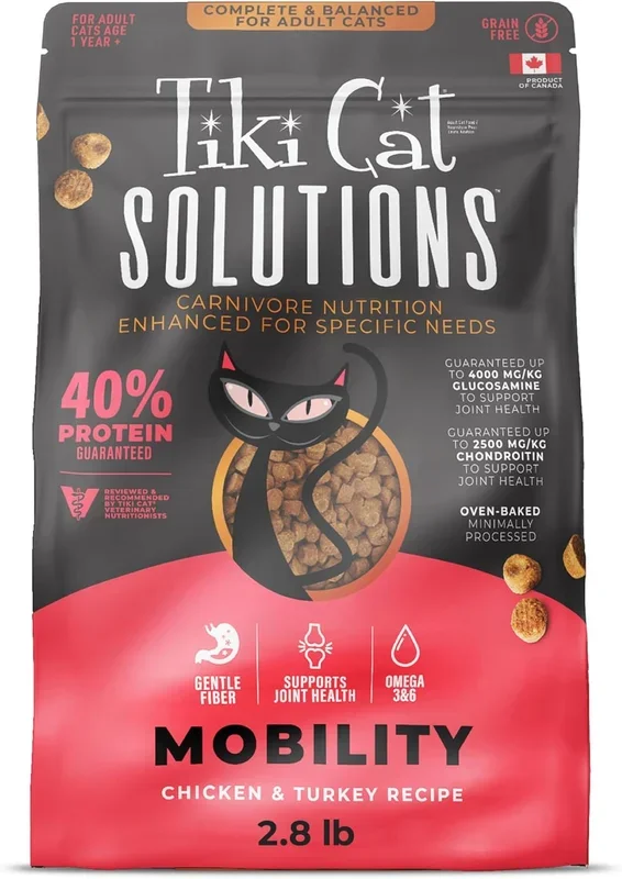 Tiki Cat Solutions Mobility High-Protein Grain-Free Chicken and Turkey Adult Dry Cat Food – 2.8 Lbs