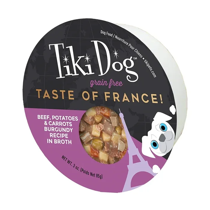 Tiki Dog Taste of The World France Beef and Potatoes in Broth Small-Breed Wet Dog Food Trays – 3 Oz – Case of 4