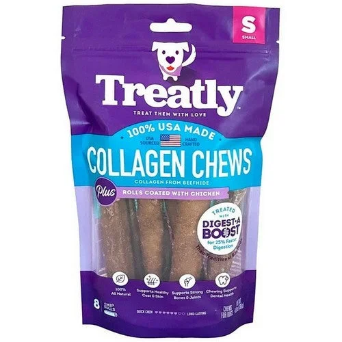 Treatly, Treatly Collagen Chew Rolls Dog Treats, Chicken, Small, 8 Pack