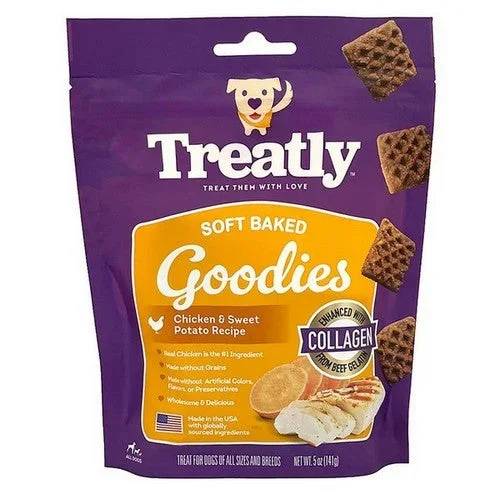 Treatly, Treatly Soft Baked Goodies Dog Treats, Chicken & Sweet Potato, 5 Ounces
