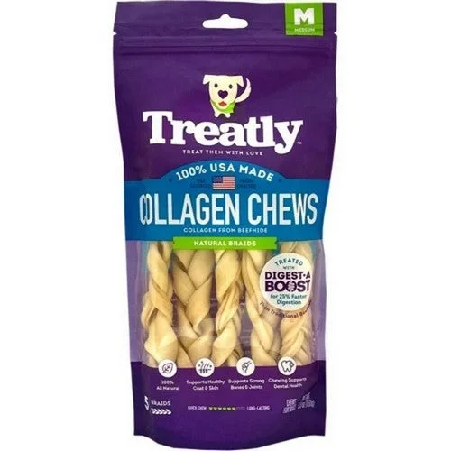 Treatly, Treatly Usa Collagen Braids, 6 IN-5 Pack,Natural