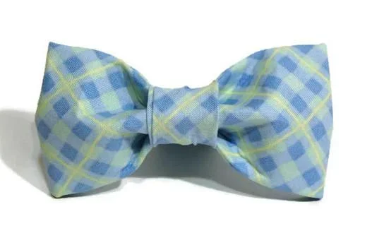 TRISH HAMPTON | Light Blue & Pale Yellow Plaid Bow Tie