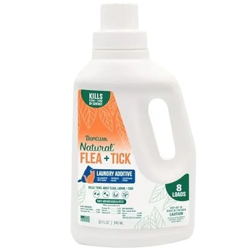 Tropiclean Natural Flea and Tick Laundry Additive Detergent Booster for Dogs Cats and Home – 32 Oz