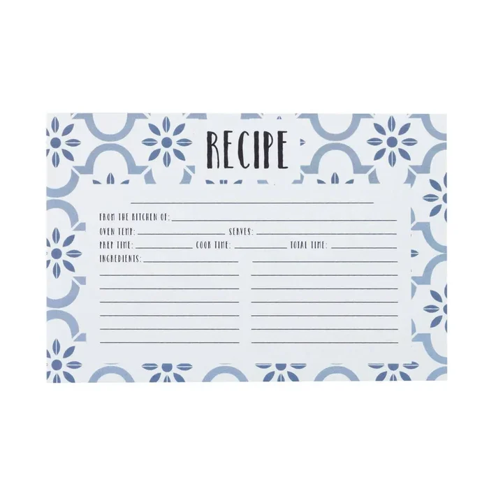 True Blue Recipe Cards 4 x 6 inches