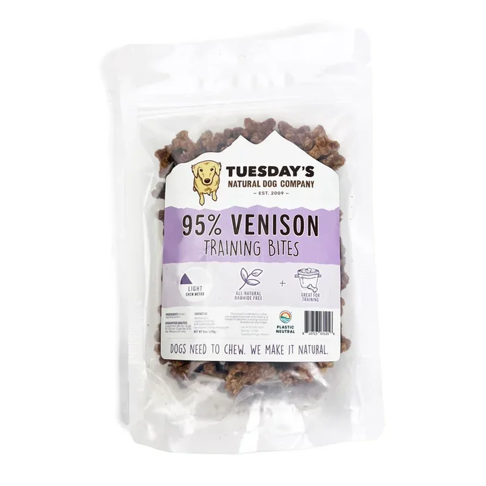 Tuesday’s Natural Dog Company 95% Venison Bites 6-oz, Dog Treat