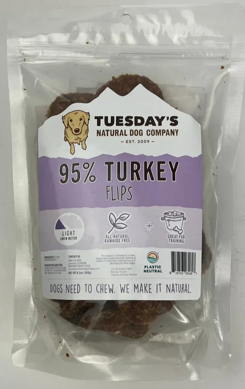 Tuesday’s Natural Dog Company Turkey Flips 8.5-oz, Dog Treat