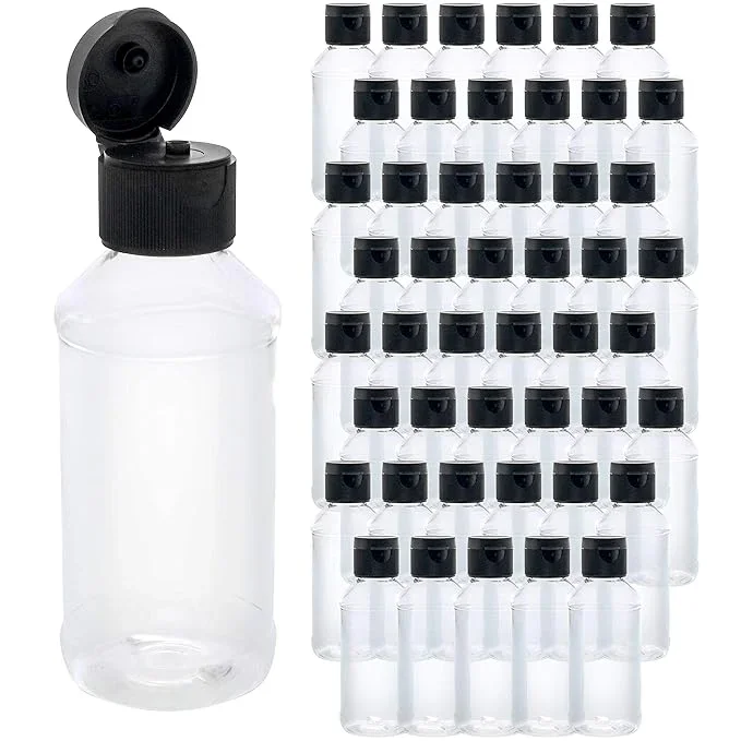 U.S. Art Supply 4 ounce Squeeze PET Plastic Bottles with Flip Cap – BPA-free, food safe, medical grade plastic, acrylic pouring paint Great For Hand Sanitizer (Pack of 48)