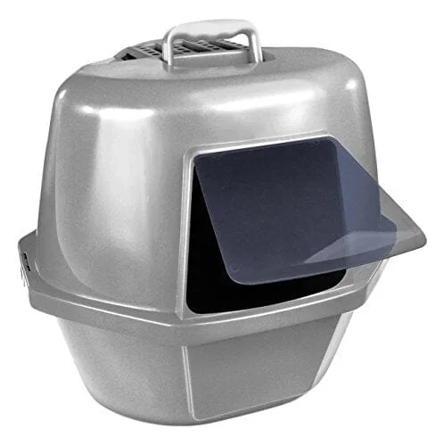 Van Ness Enclosed Corner Cat Litter Pan – Silver