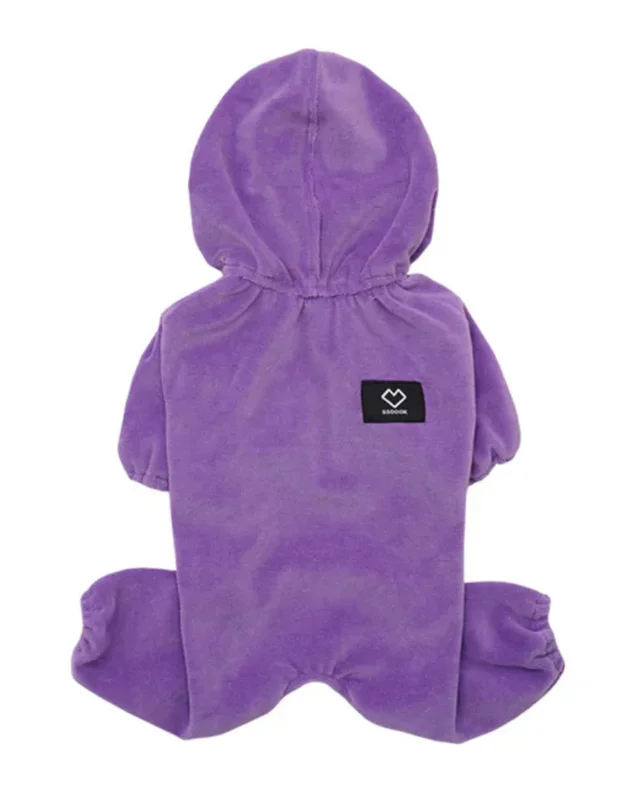 Velour Coverall Onesie for Dogs – Regular Fit (in Purple, Ivory, or Black)