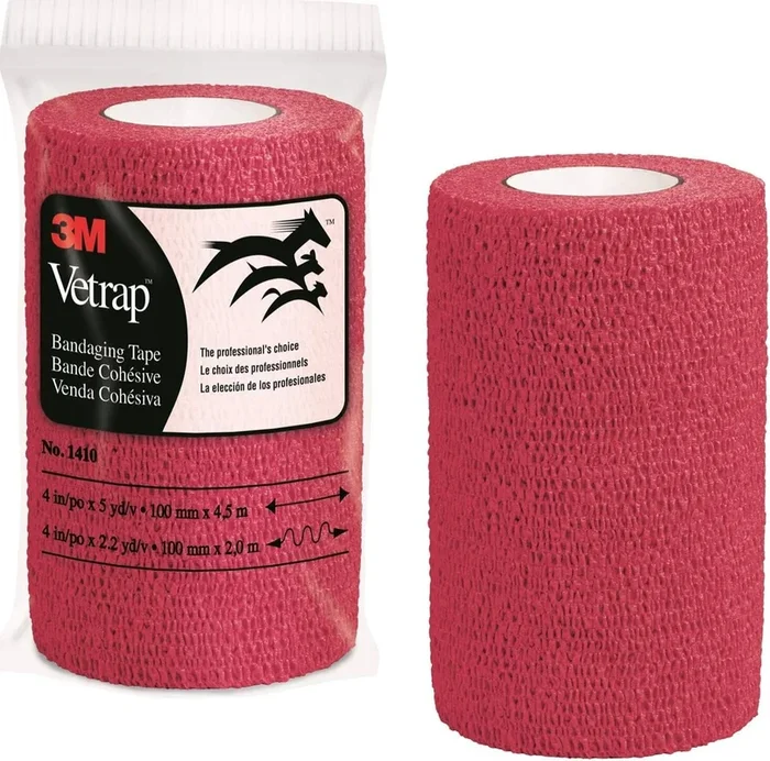 Vetrap Bandaging Tape Bulk – Red – 4 In X 5 Yd – 100 Pack