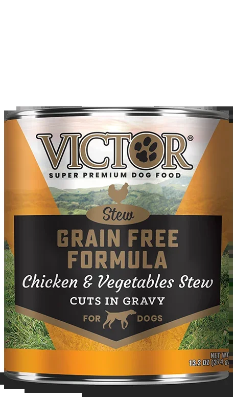 VICTOR® Grain Free Formula with Chicken and Vegetables Stew Cuts in Gravy, Wet Dog Food, 13.2-oz Case of 12