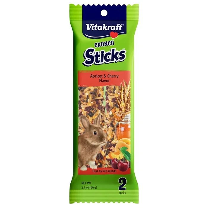 Vitakraft Crunch Sticks – Apricot & Cherry Flavor Rabbit Treat – 3.5 oz