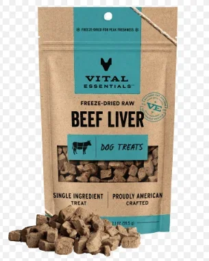 Vital Essentials Freeze Dried Beef Liver Dog Treats, 2oz