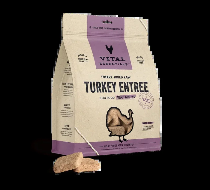 Vital Essentials Freeze Dried Turkey Mini Patties, 14oz