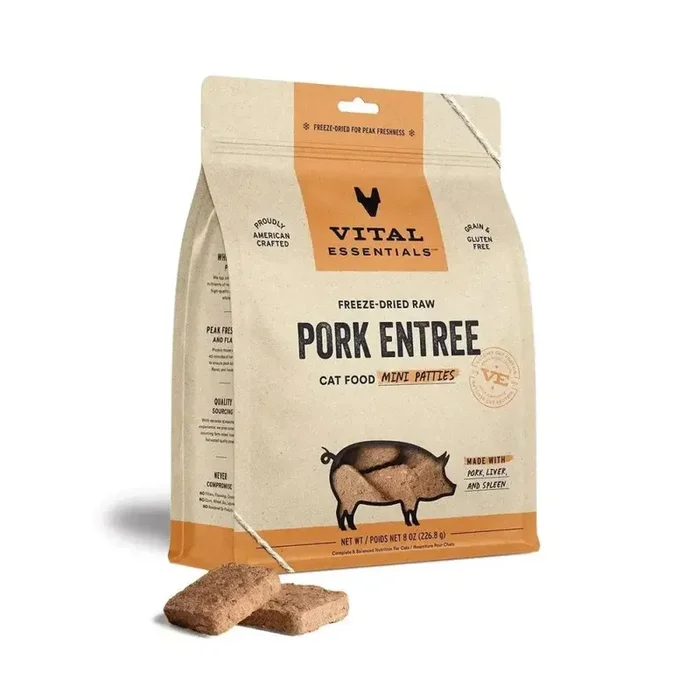 Vital Essentials® Freeze-Dried Raw Pork Entree Cat Food Mini Patties