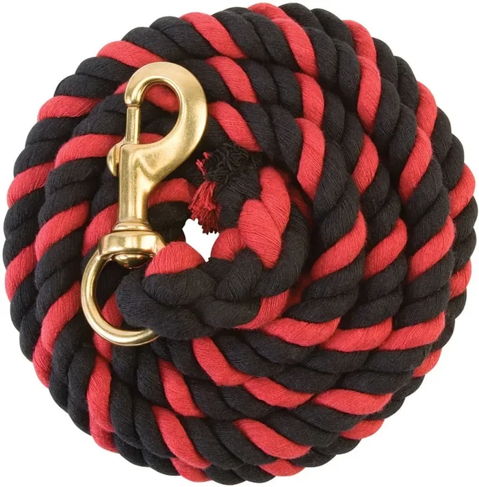 Weaver Colored Cotton Lead Ropes with Solid Brass Bolt Snap, 10′ L