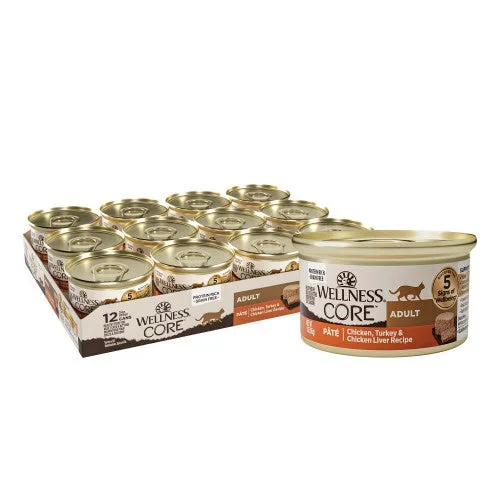Wellness Core All Life Stages Paté de pollo, pavo y hígado de pollo, 5.5 oz, comida húmeda para gatos