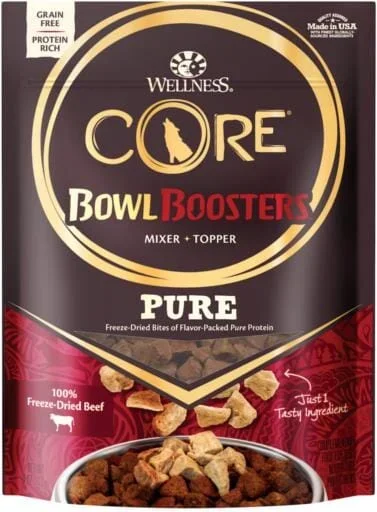 Wellness Core Bowl Boosters Grain-Free Freeze-Dried Puree Beef Wet Dog Food Topper or Mixer Pouch – 4 Oz – Case of 6